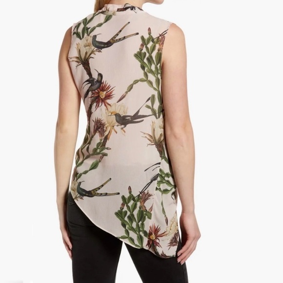 NWT All Saints Abi Nolina Floral & Fauna Draped Top in Clay Pink Size US 4 - Picture 2 of 11